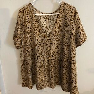 SHEIN Leopard Print Peplum Blouse
